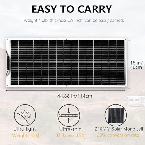 Solar Panel 12V Flexible System Kit,2X100W Monocrystalline Fiberglass 200W