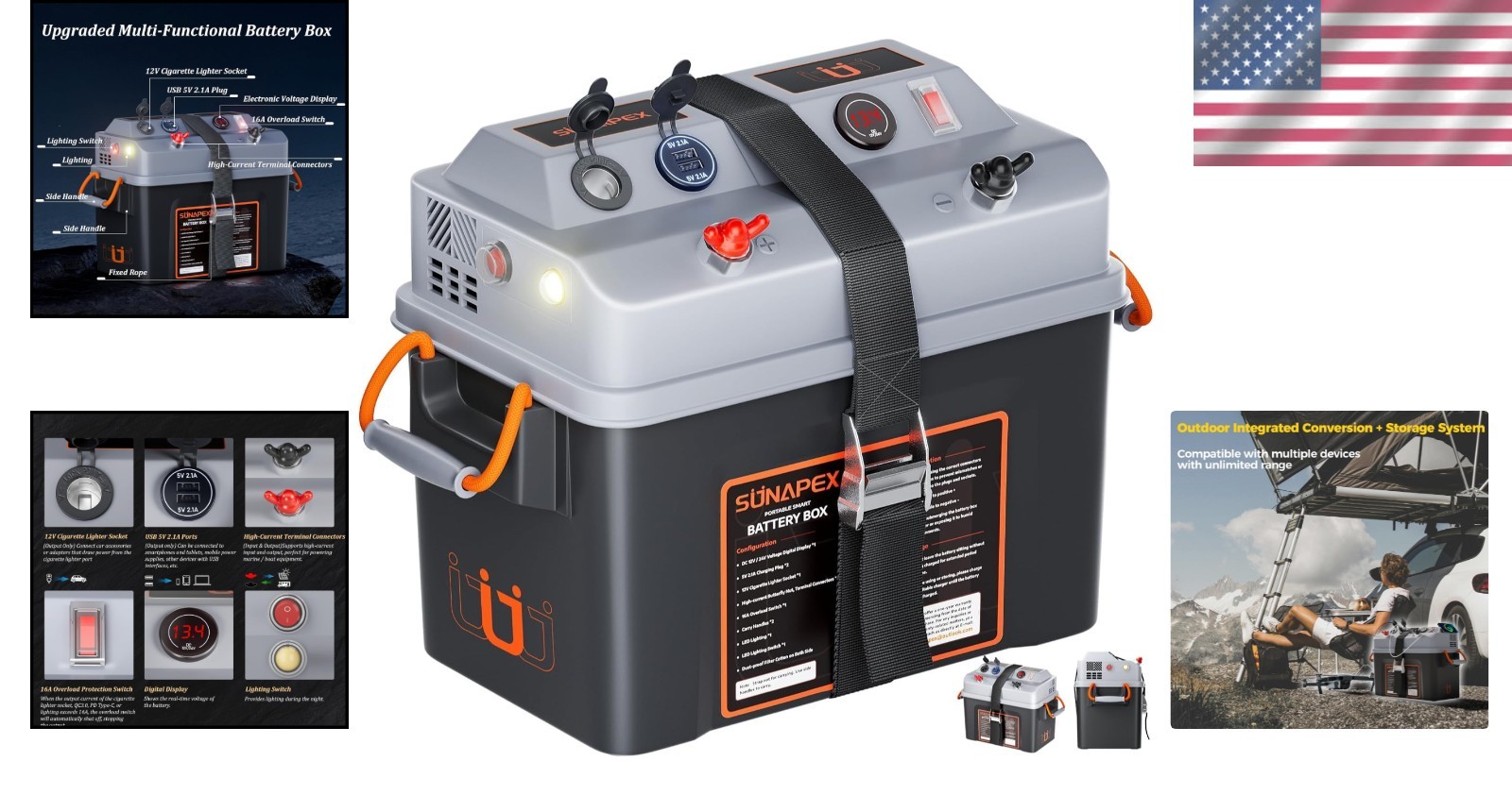 Smart Battery Box 12V/24V – Multi Ports & Circuit Breaker