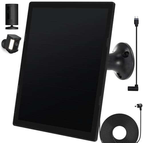 Solar Panel Charger for Ring Camera, Compatible with Ri ng Stick Up Black-1Pack