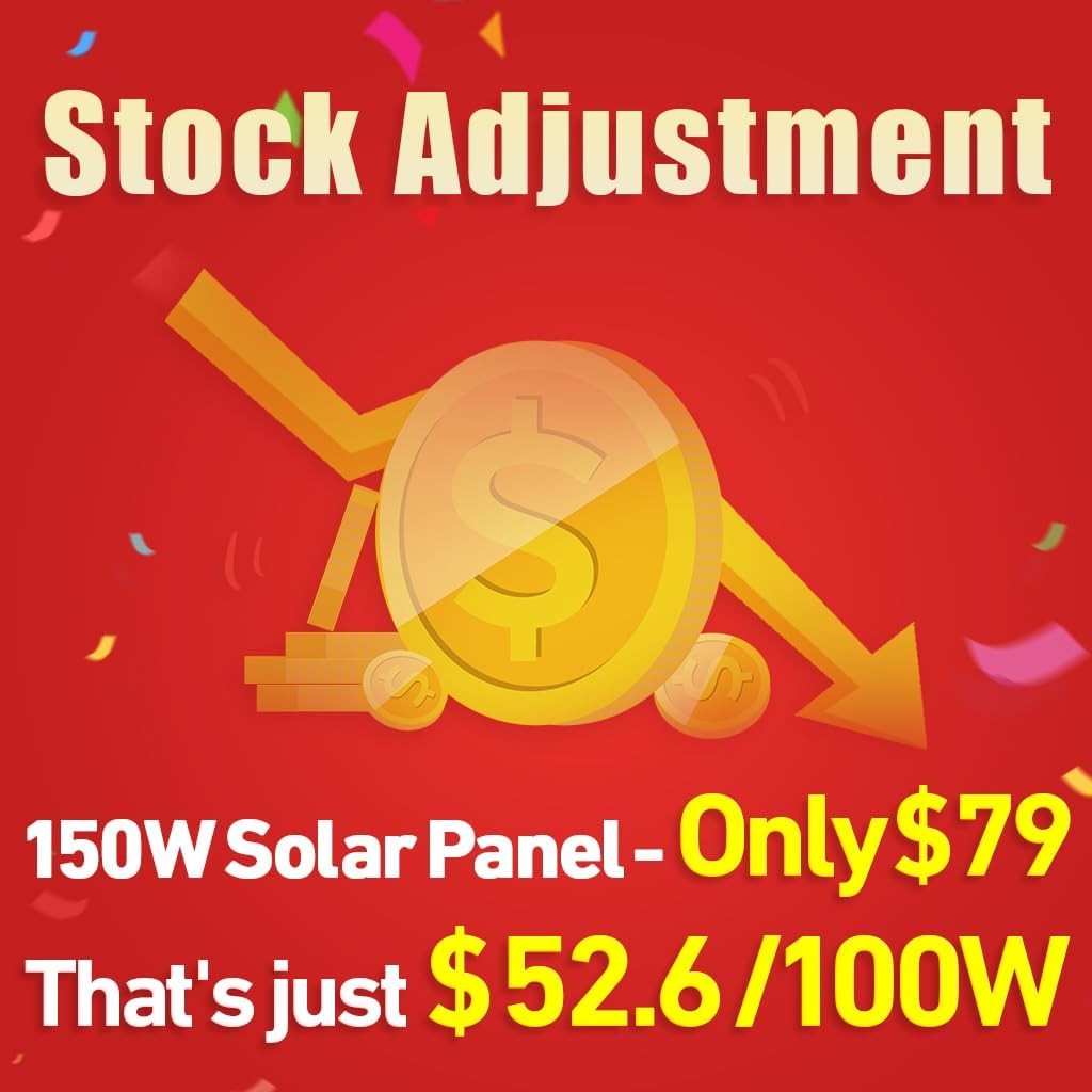 150W Portable Foldable Solar Panel Kit Compact 21x20in Design 7.3lb Camping