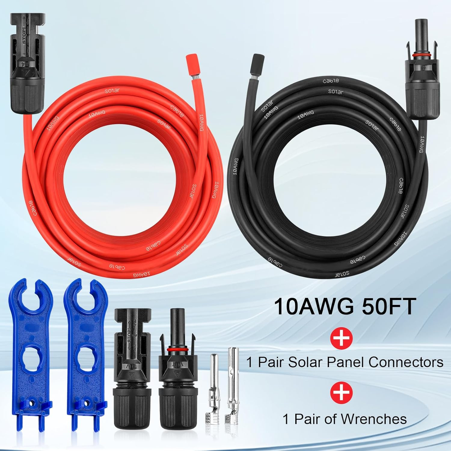 10AWG Solar Extension Panel Cable – 50FT Solar Wire with Waterproof Female and M