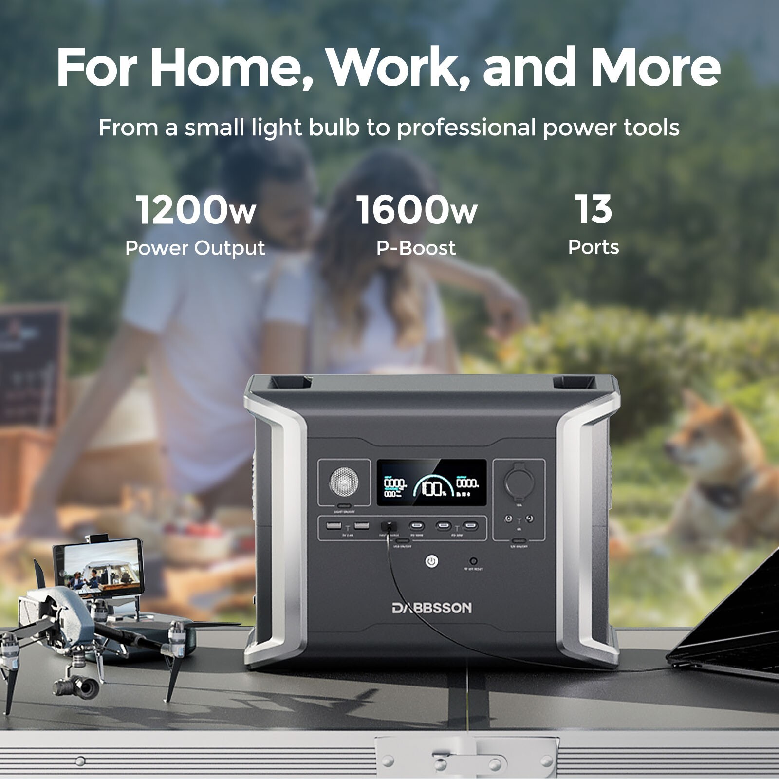 Dabbsson DBS1300 Portable Power Station 1330Wh 1200W Solar Generator for Outdoor