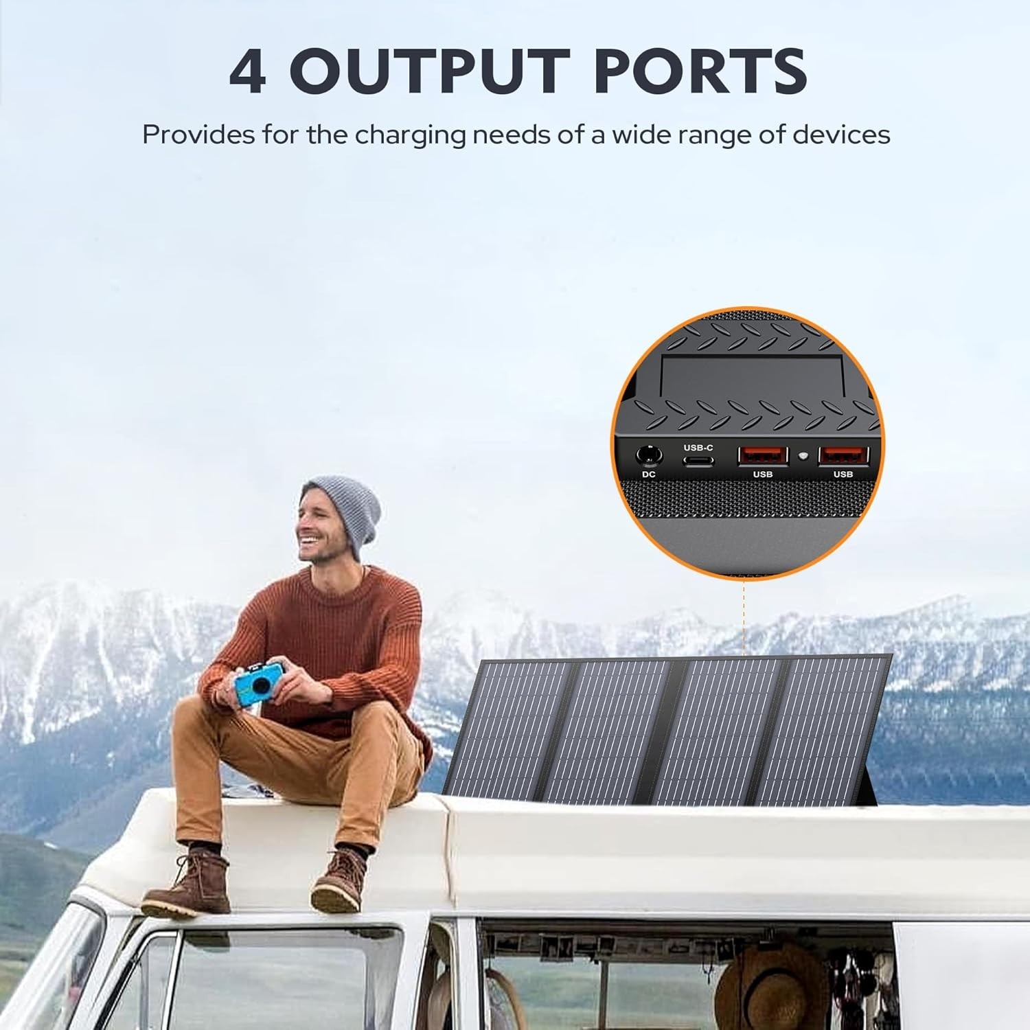 60W Foldable Solar Panel Charger with 18V DC Outlet for Portable Power Statio…