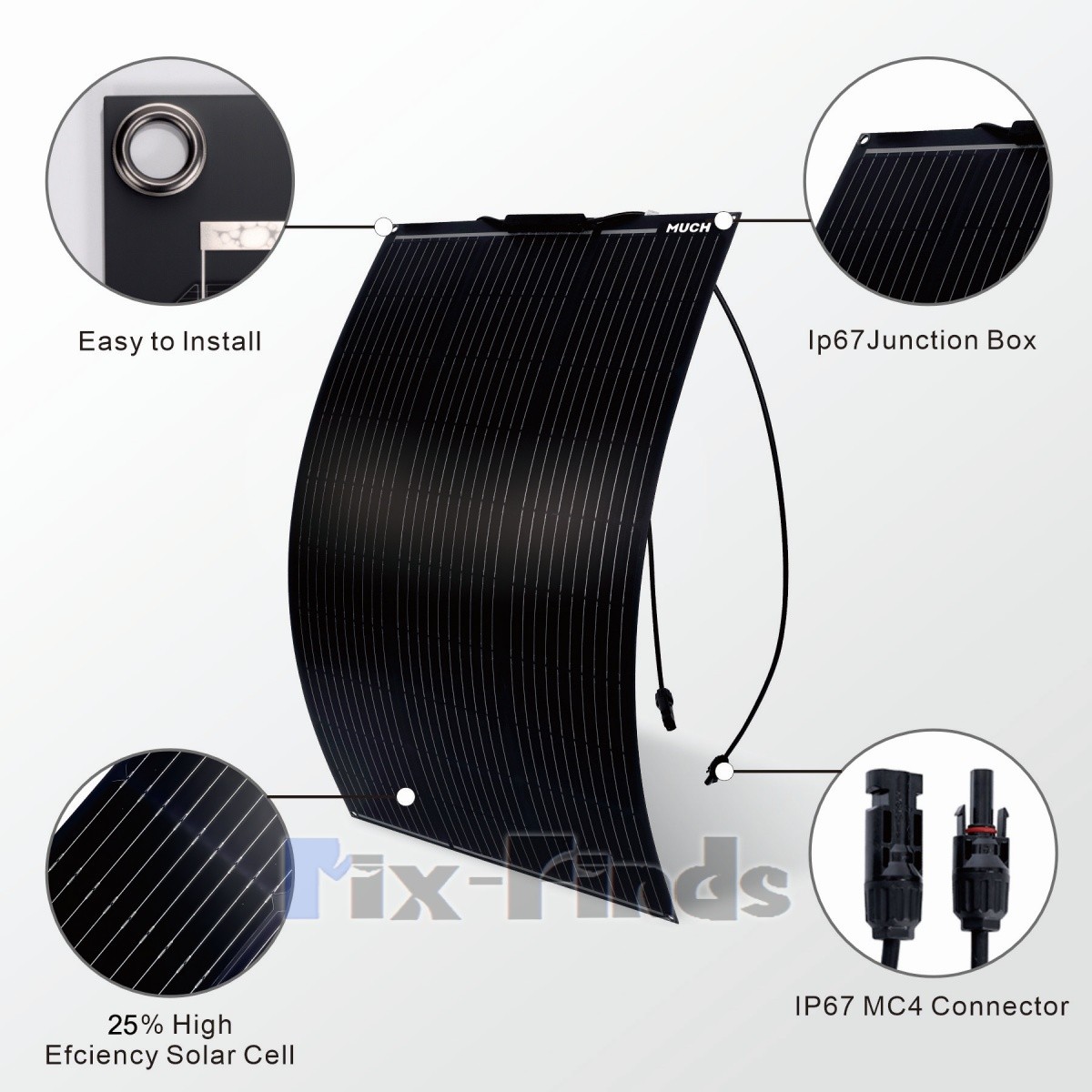 100W 18V Flexible Mono Solar Panel to 12V Battery Off Grid RV Marine Camping US