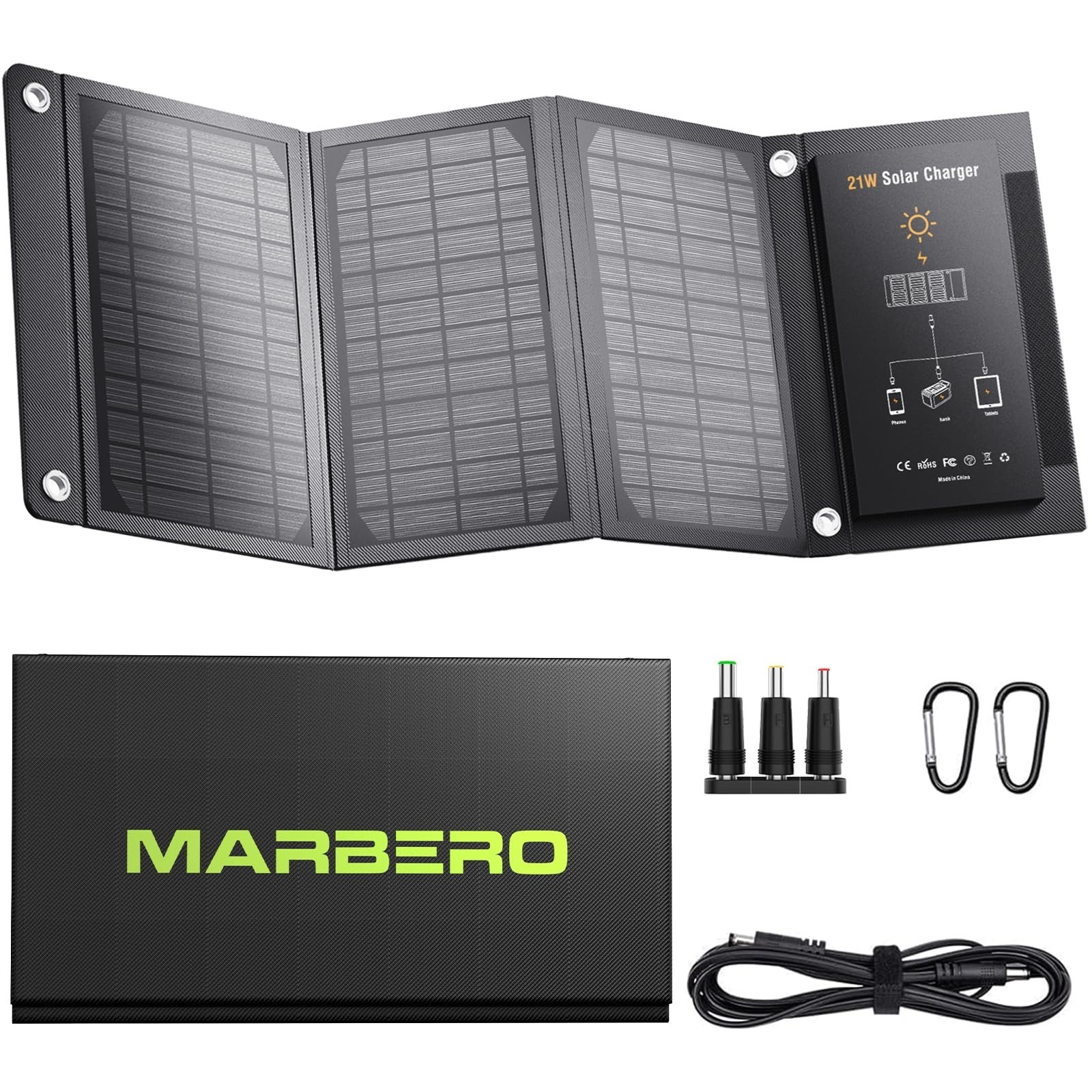 21W Portable Foldable Solar Panel Charger – IP65 Waterproof, High Efficiency USB