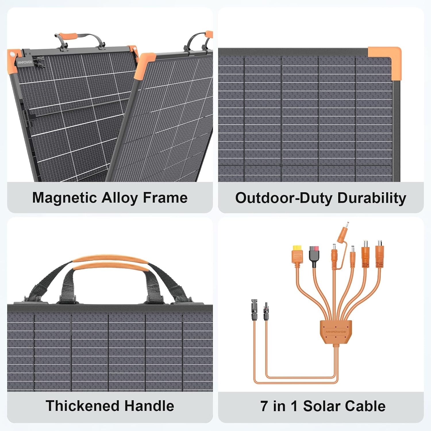 MHPOWOS Bifacial Portable Solar Panel 400w 200w 100w ETFE Folding for Ecoflow