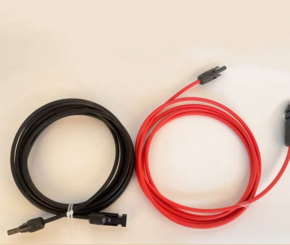 Black+Red 10 AWG Solar Panel Extension Cable Silicone Flexible Wire Connectors