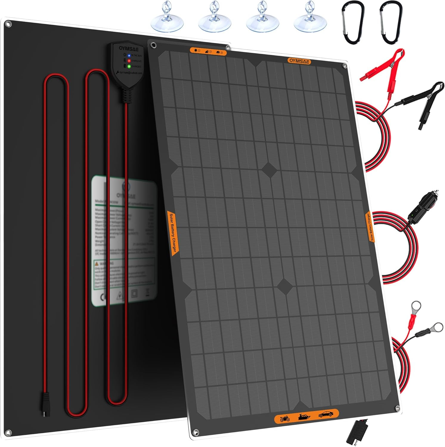 Panel solar 30W 12V cargador y mantenedor con clip cocodrilo enchufe encendedor