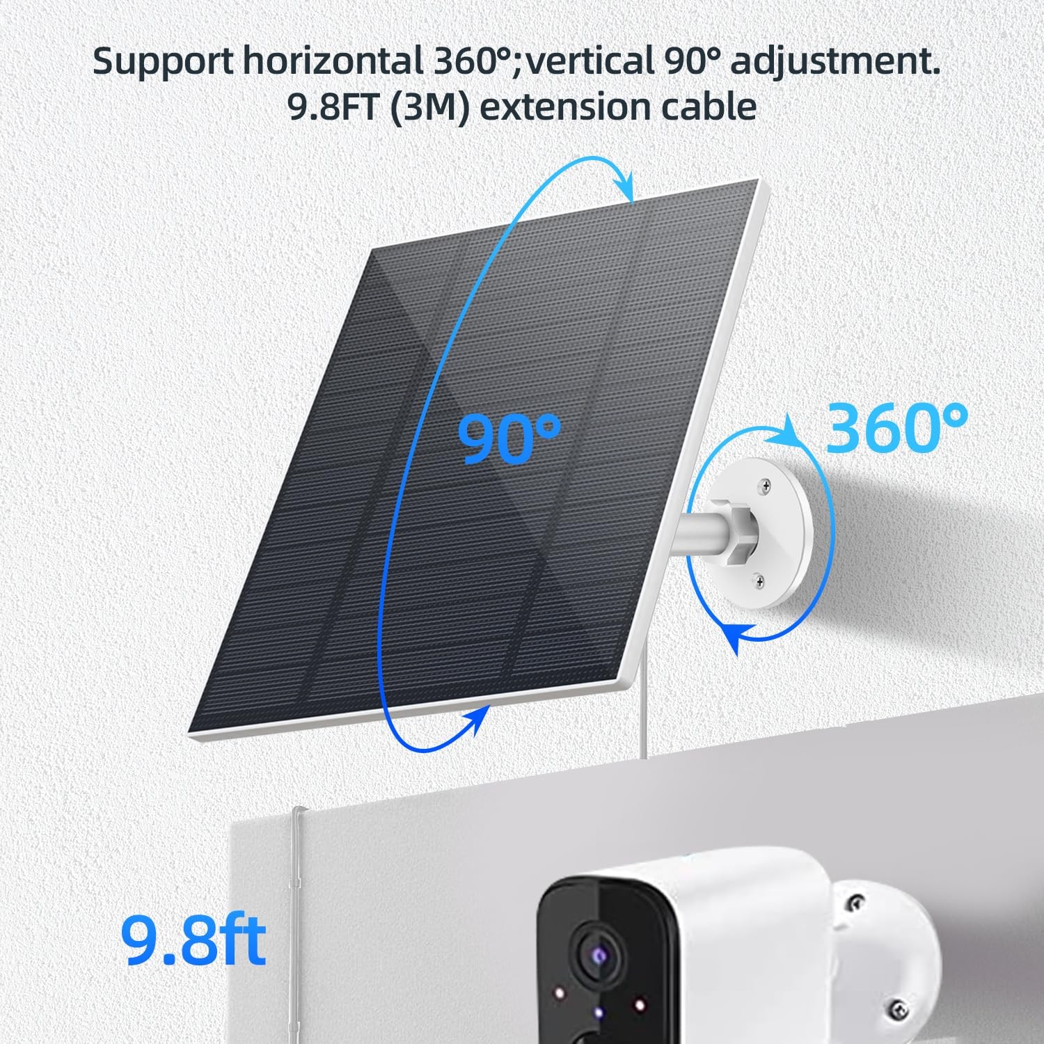 5W Solar Panel for Security Camera, Solar Panel with Micro USB & USB-C Port f…