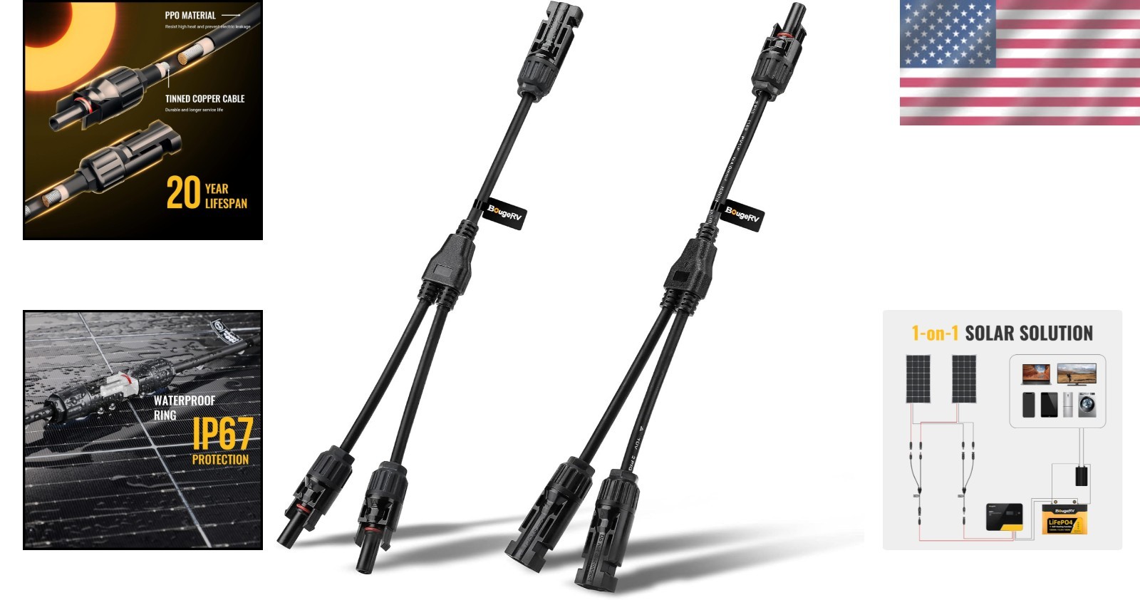 Versatile Y Branch Connector for Solar Panels – 3 Ports & Waterproof Design