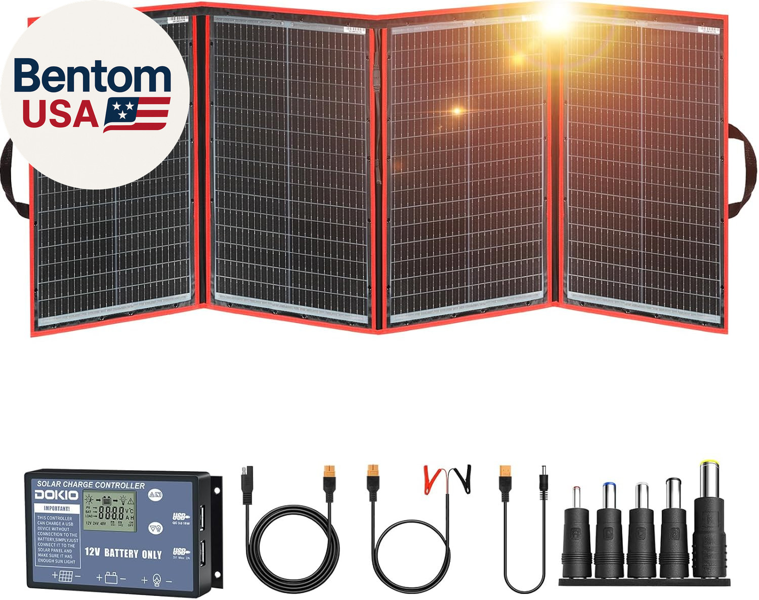200W Portable Foldable Solar Panel Kit (20X27In, 9.7Lb), with Separate Controlle