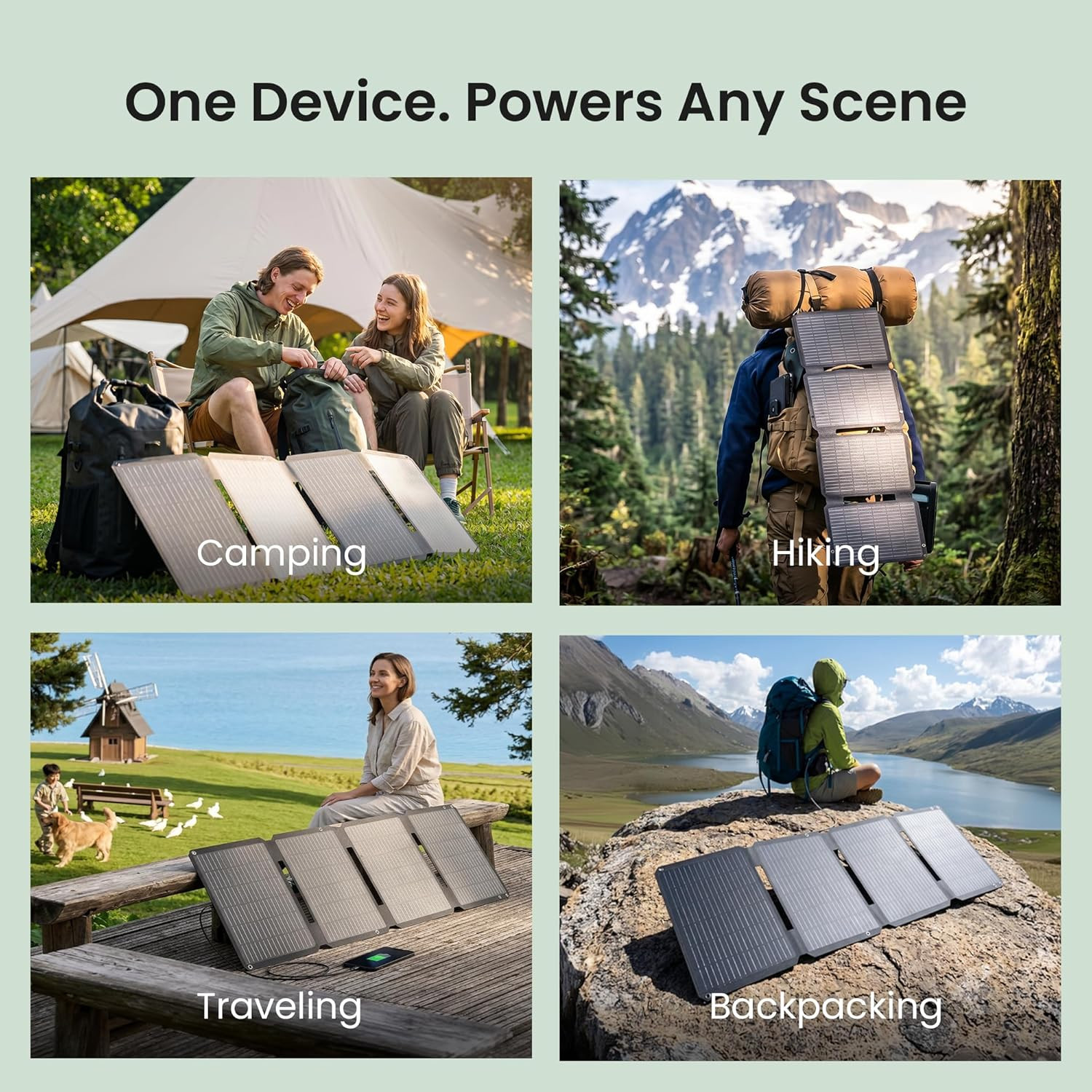 45W Solar Panel Charger with Dual USB-C and USB-A,25.4% High Efficiency Foldable