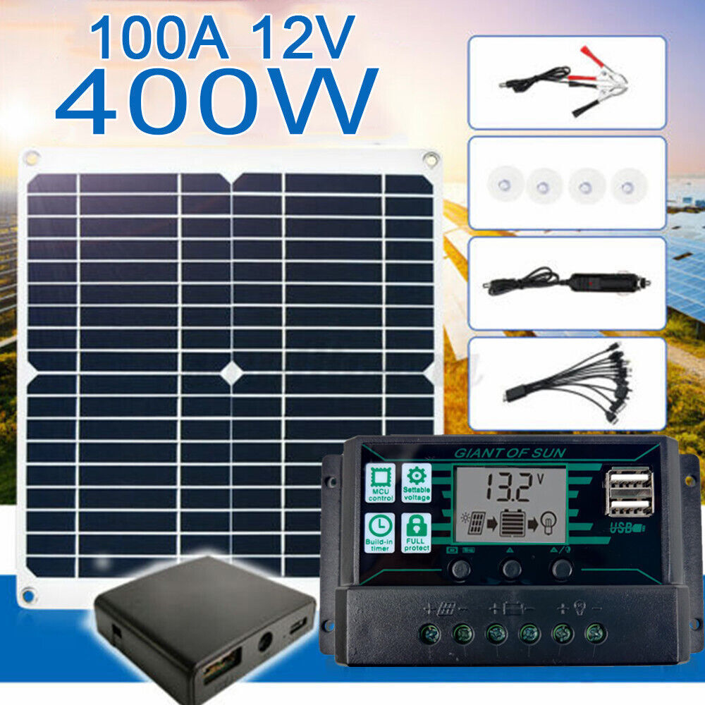 400 Watts Solar Panel Kit 12V Battery Charger w/ 100A Controller Caravan Boat US