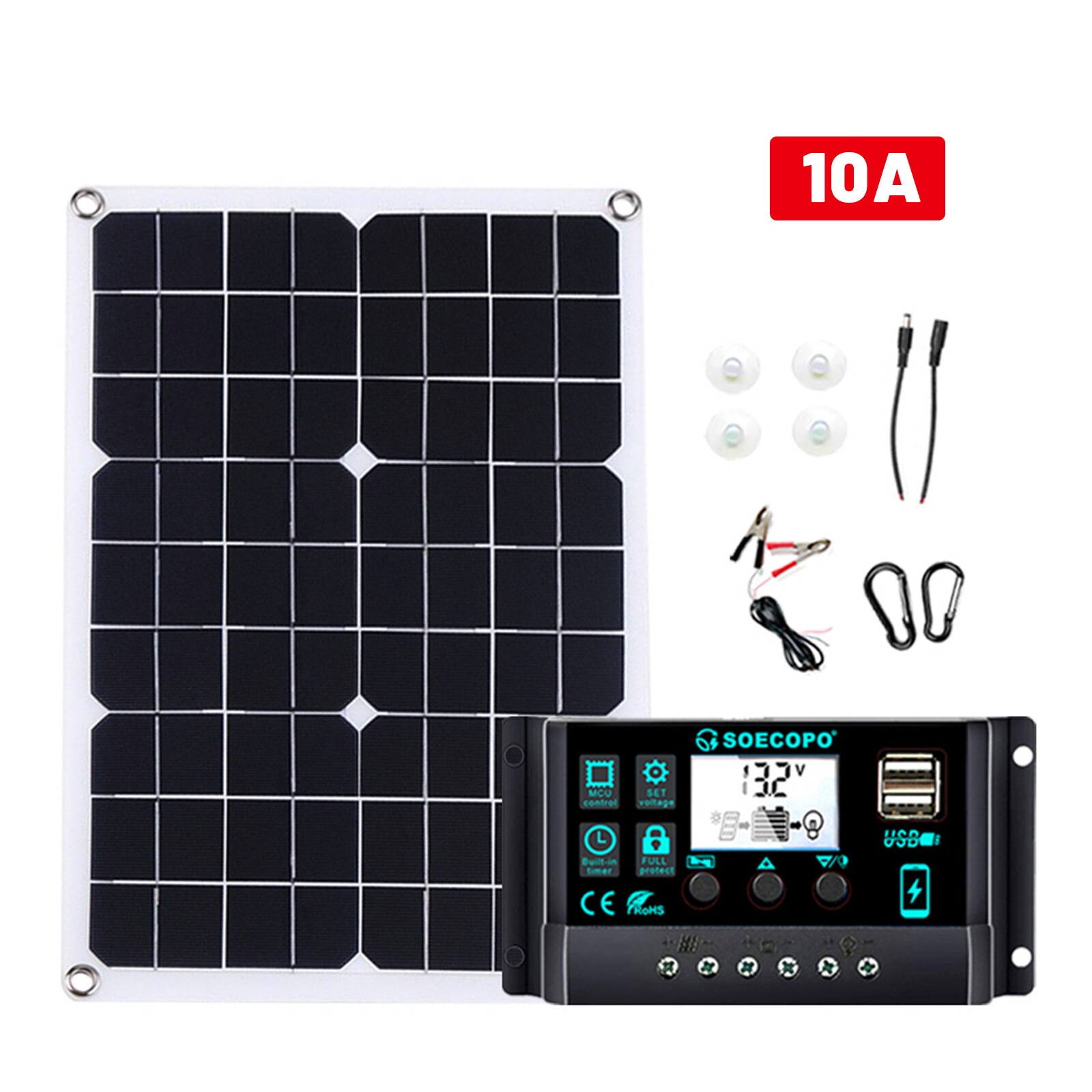 20W-25W Portable Solar Kit High Power Solar Panel with 10A-100A Controller Suit