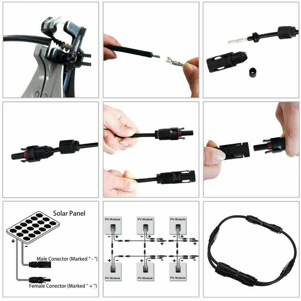 10 Pairs Male Female M/F Wire Cable Connectors Set Solar Panels 30A Waterproof