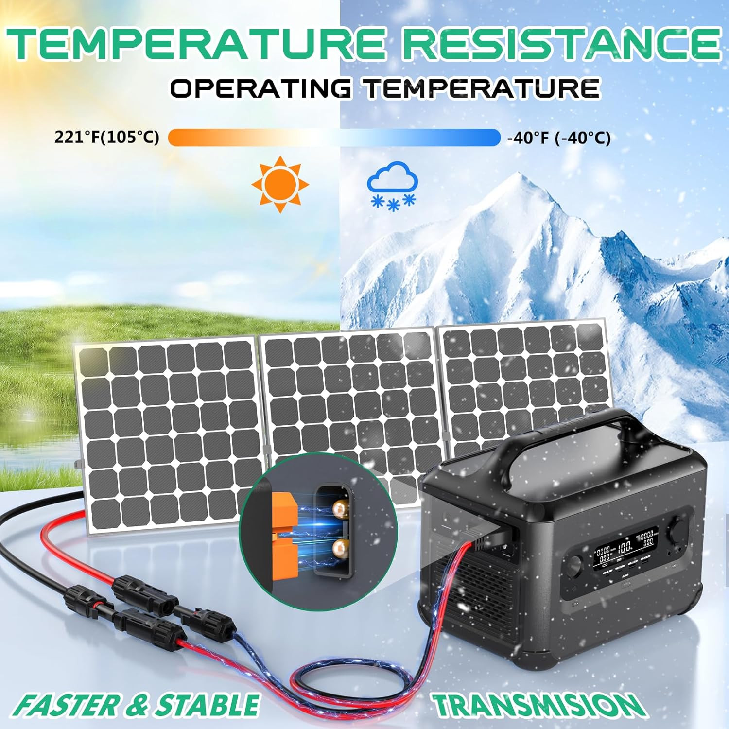 10AWG Xt60I Solar Cable 15FT, Solar to Xt60I Charging Cable 3 10 20 25 30 40 50F