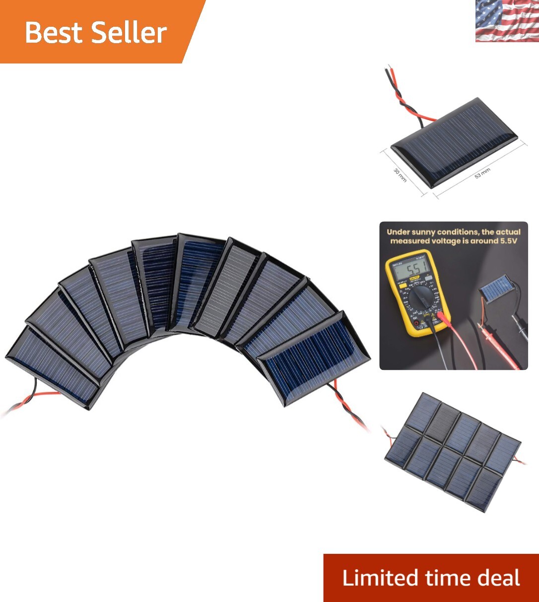 10Pcs Mini Solar Panels 5V 30mA – DIY Kit for Creative Solar Energy Projects