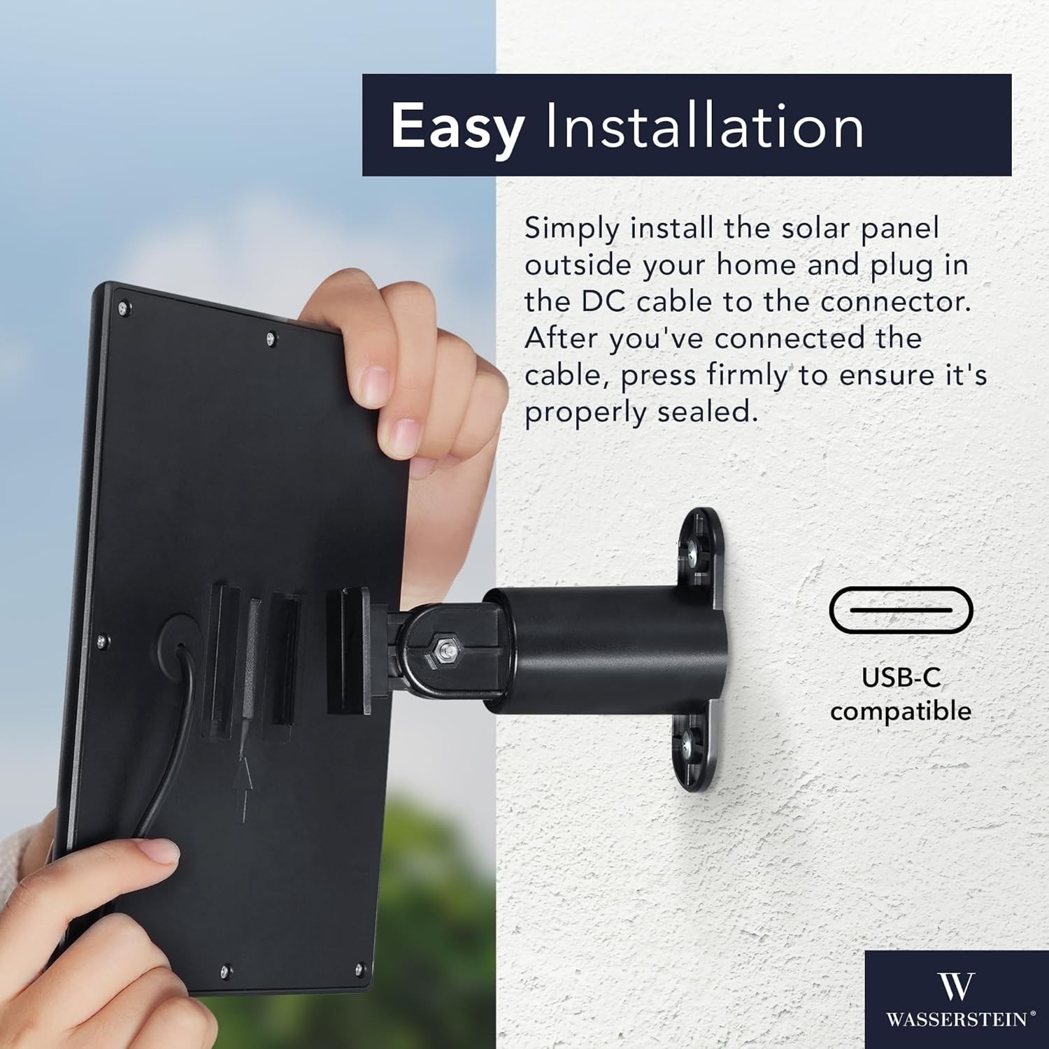Easy Install Solar Panel for Ring Spotlight & Stick Up Cameras – 1-Pack, Black