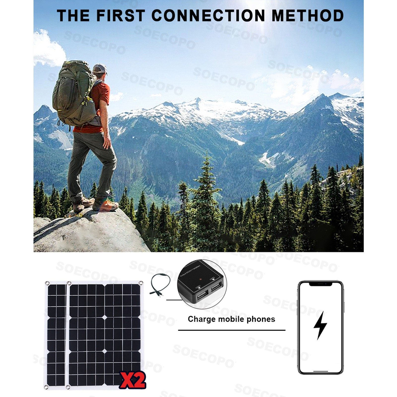 8000W Off-Grid Solar (12V/24V to 110V/220V) 2pcs Solar Panels,Charge Controller