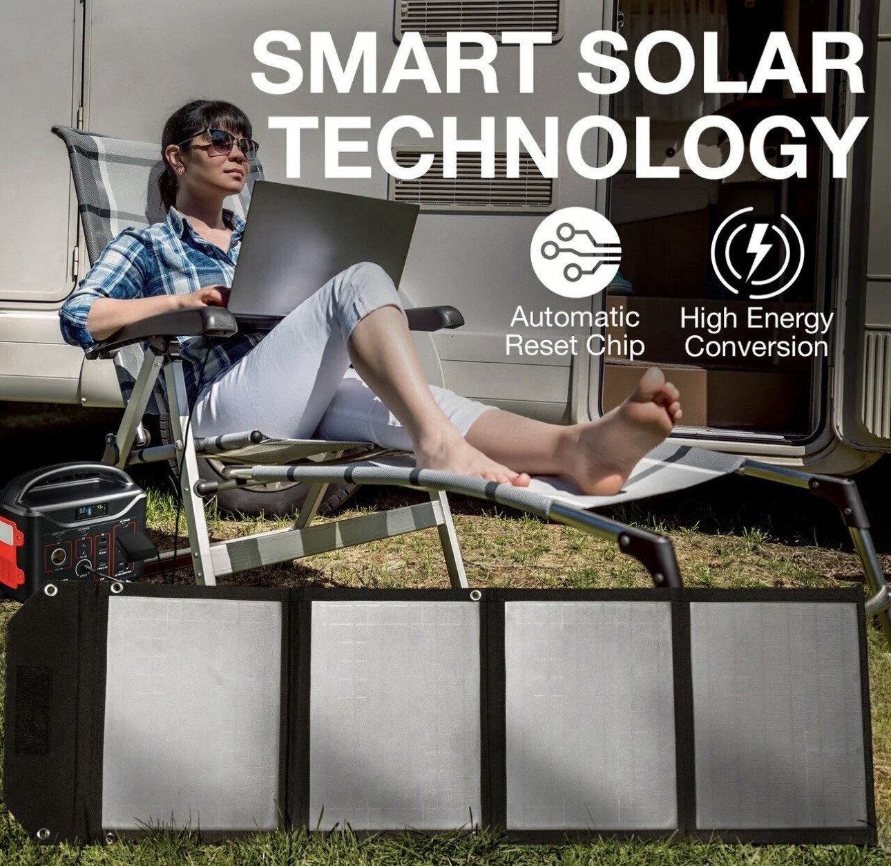 Tenergy Portable 60W Solar Panel Foldable Charger 18V Charging 5V USB CE ROHS