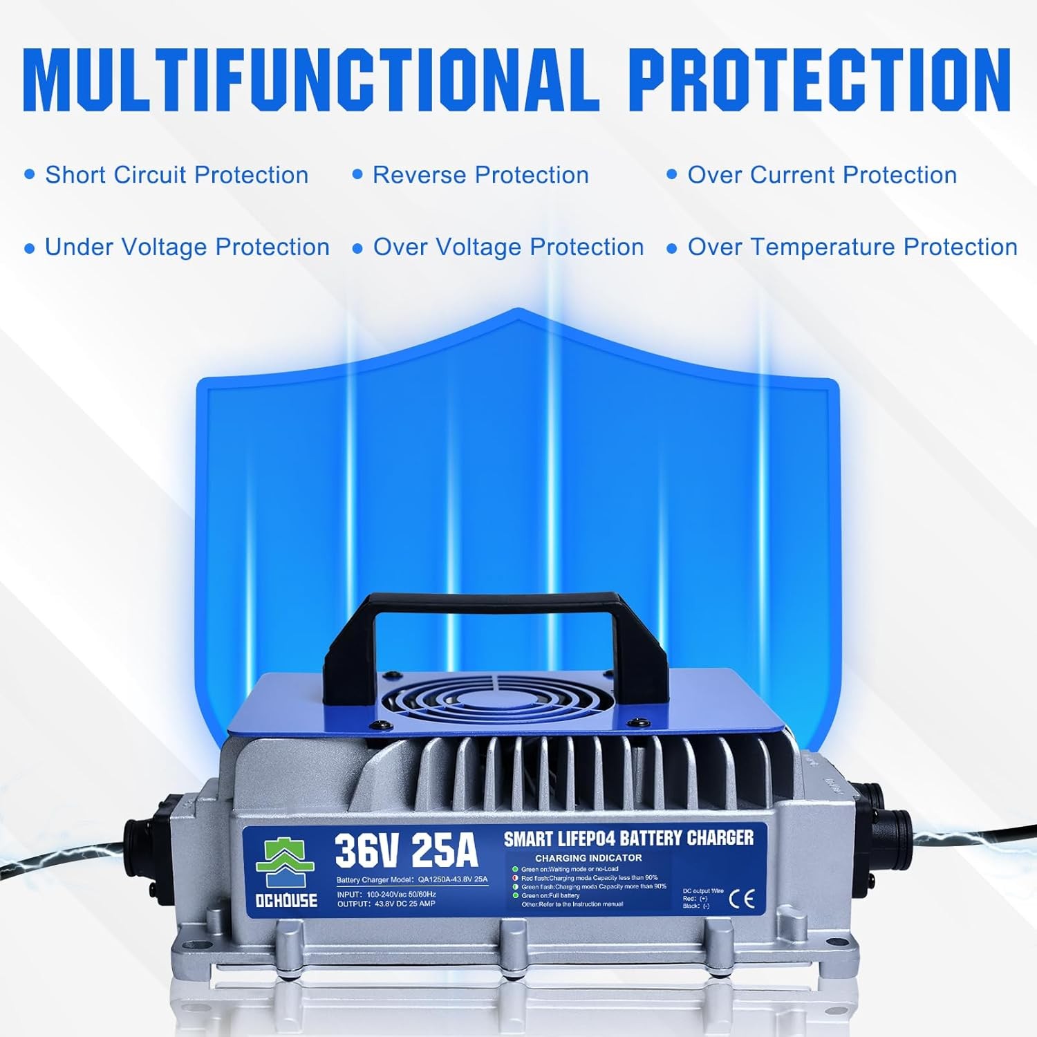 36V 100Ah Lithium Golf Cart Battery with 25A Charger BluetoothTrolling Motor RV