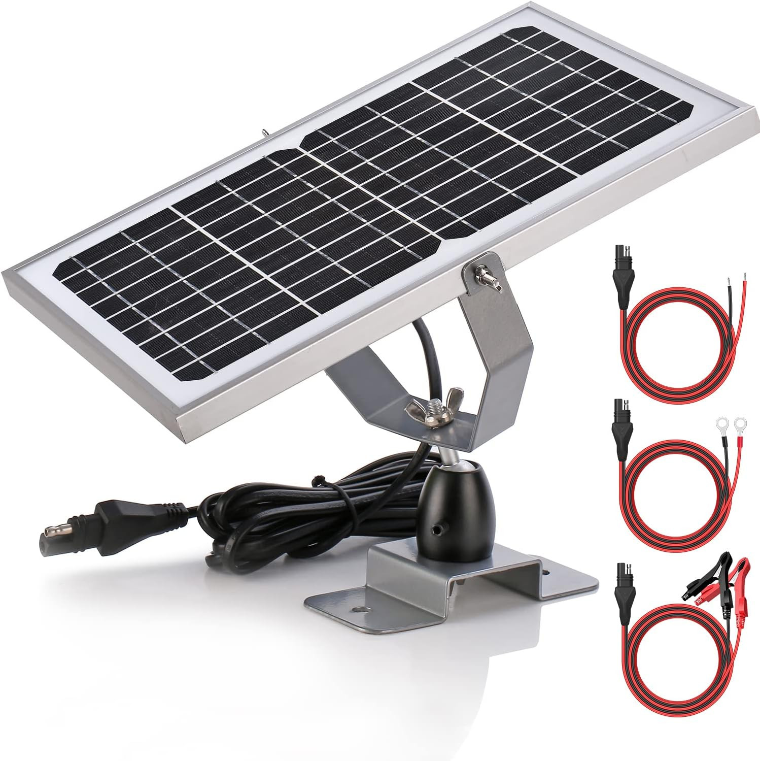 10W 12V Solar Battery Charger with Smart MPPT, Waterproof Panel for RV & Boat