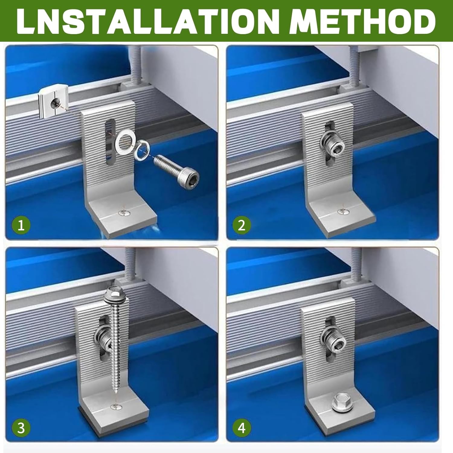 6 Pack Solar Mount L-Bracket with Hardware, Aluminum Alloy Photovoltaic Solar Pa
