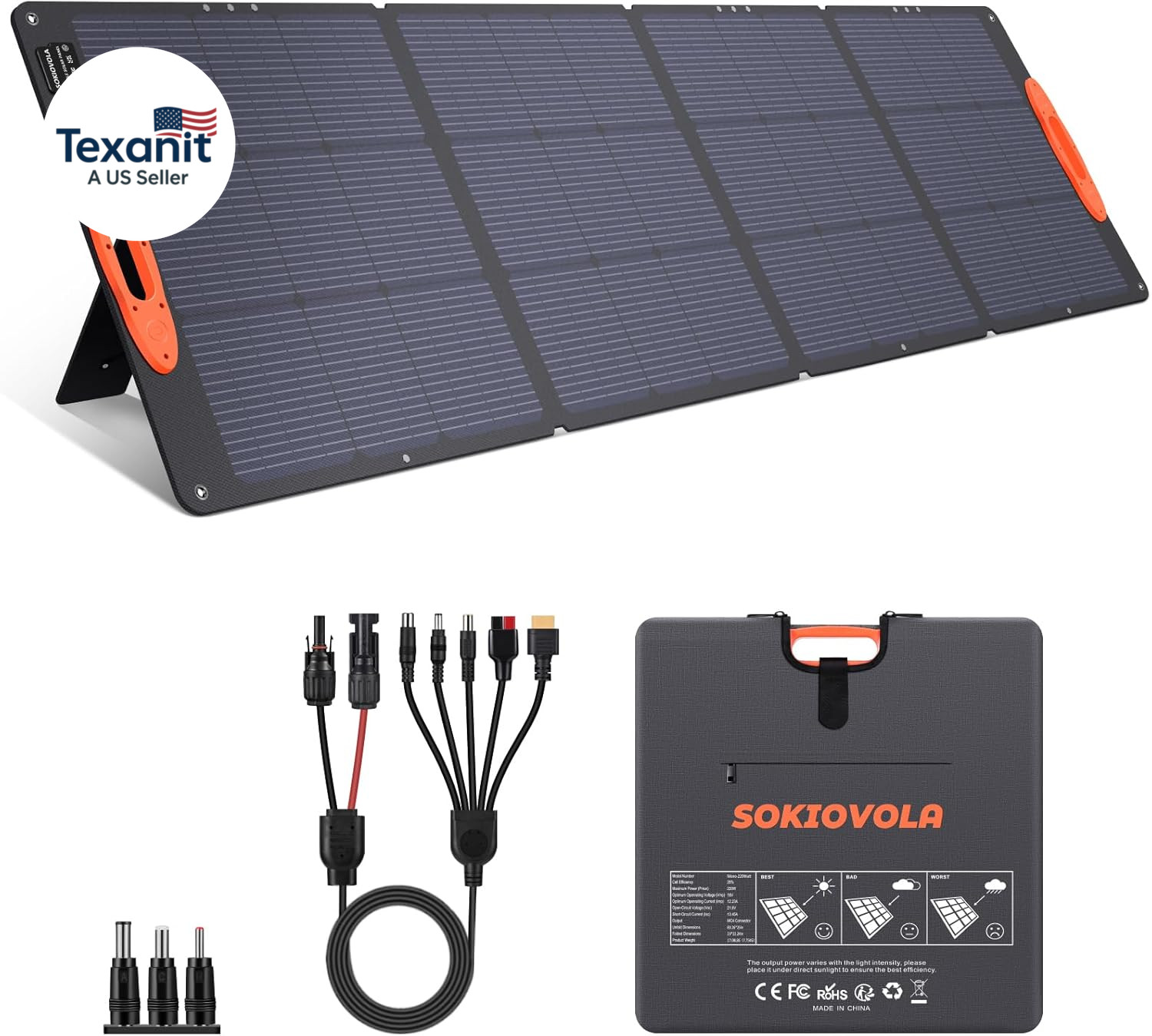 N-Type 16BB 220W Portable Solar Panel for Ef/Jackery/Bluetti/Anker Power Station