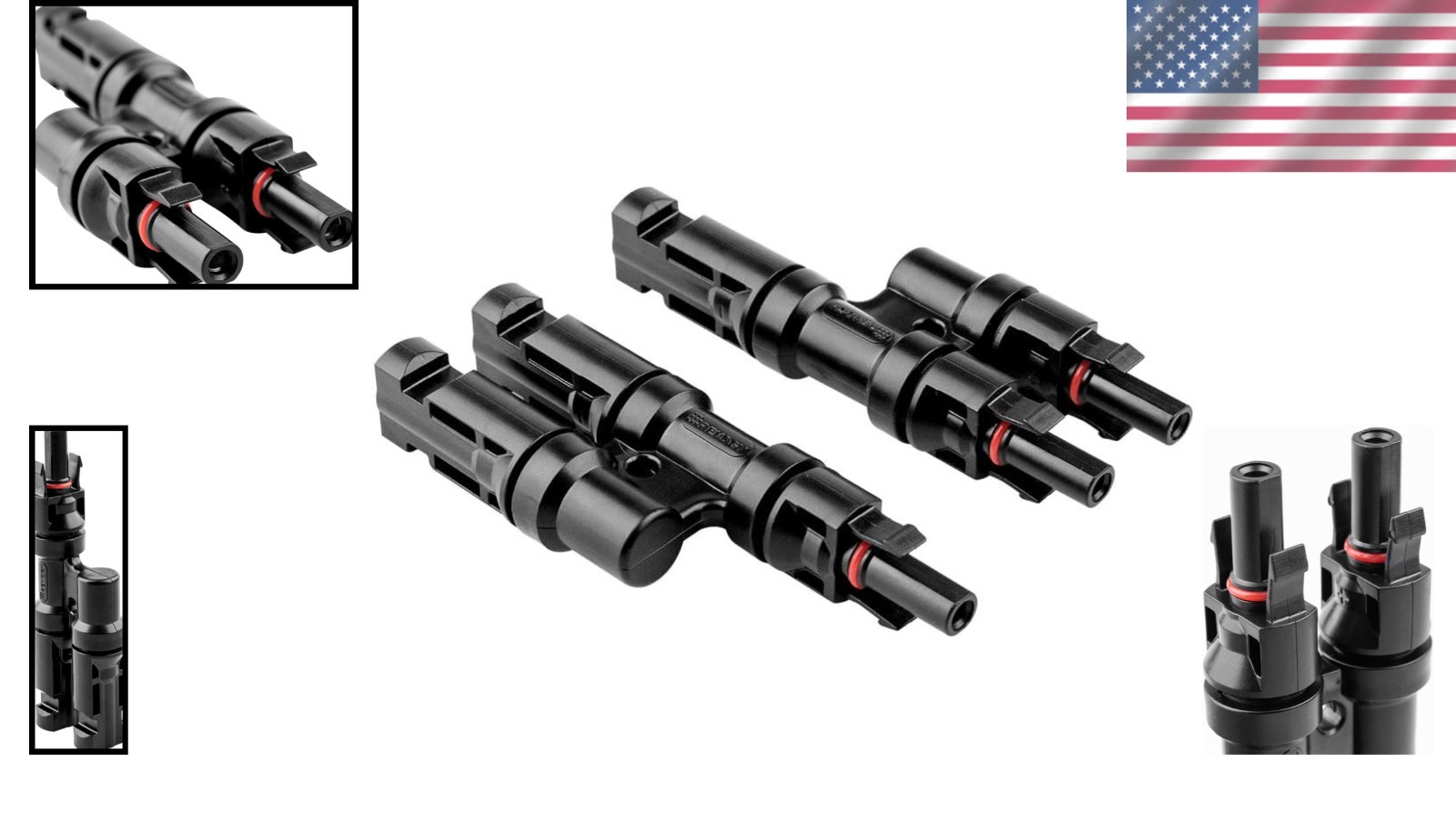 Solar Y Branch Connector Pair Plastic Copper Silver FFM FFM Parallel Connection