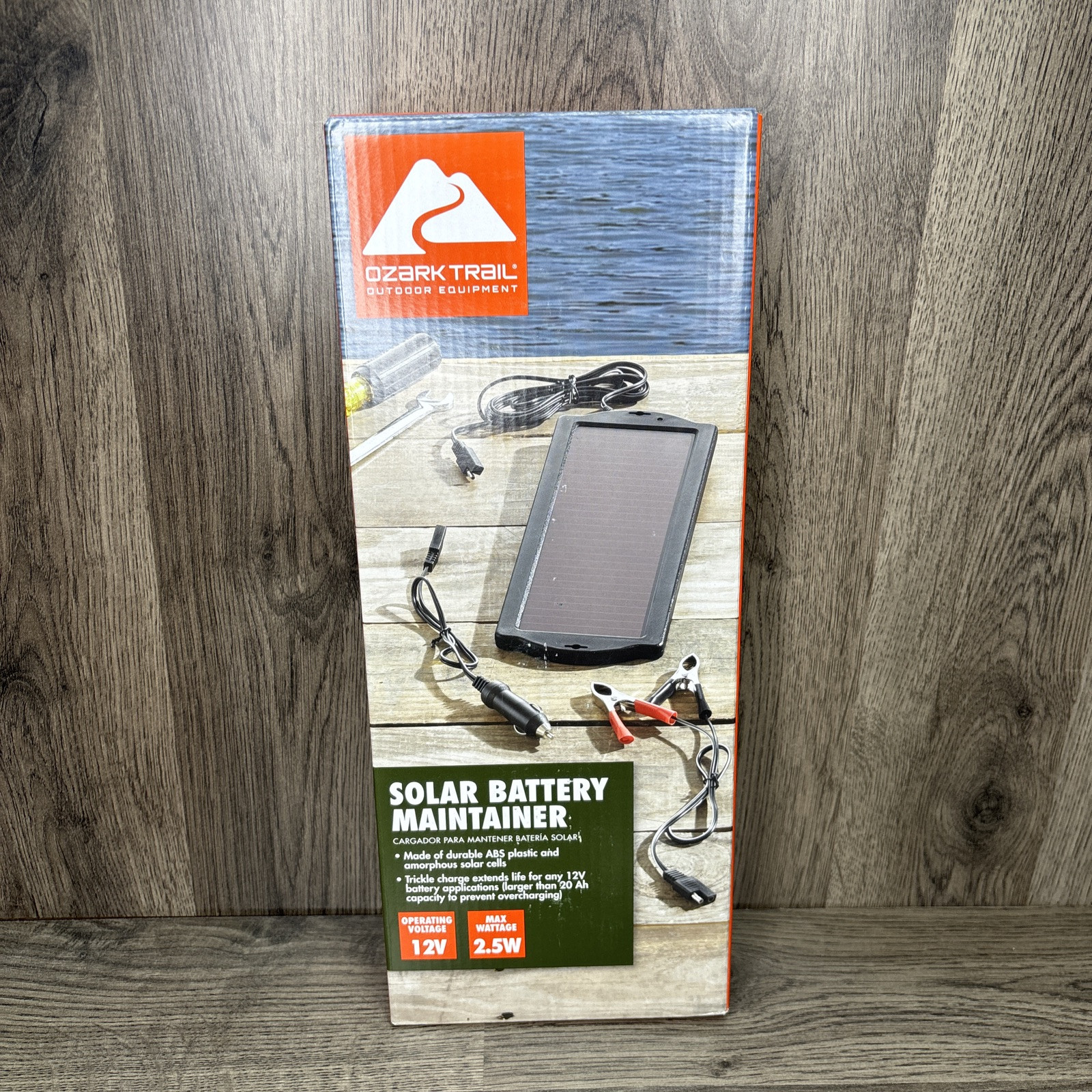 Ozark Trail 12V 2.5W Portable Solar Battery Maintainer Black NEW