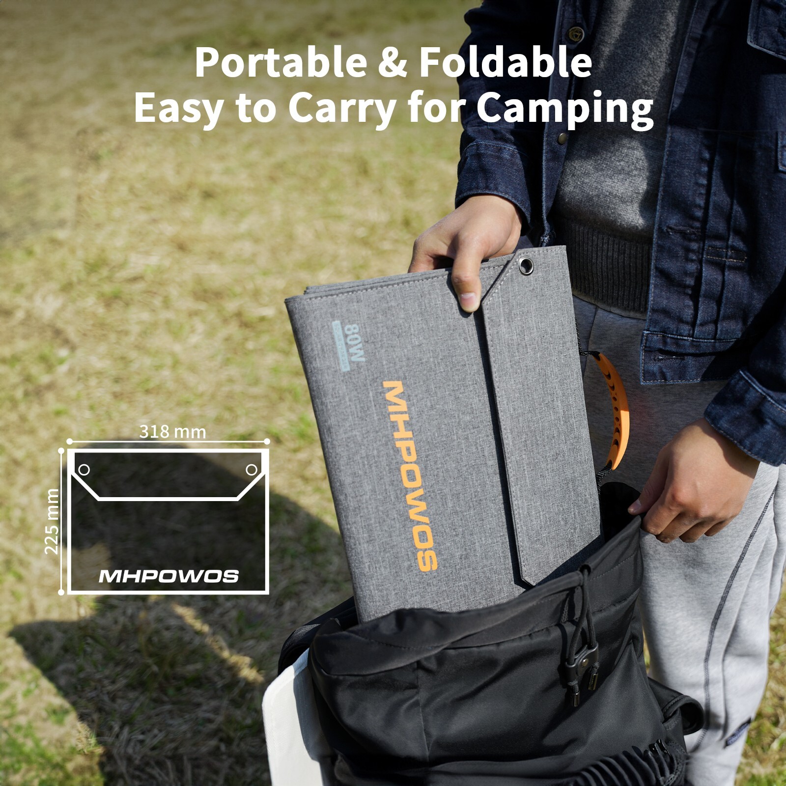 MHPOWOS 80W Solar Panel Portable Handy Bag for Power Station Solar Generator