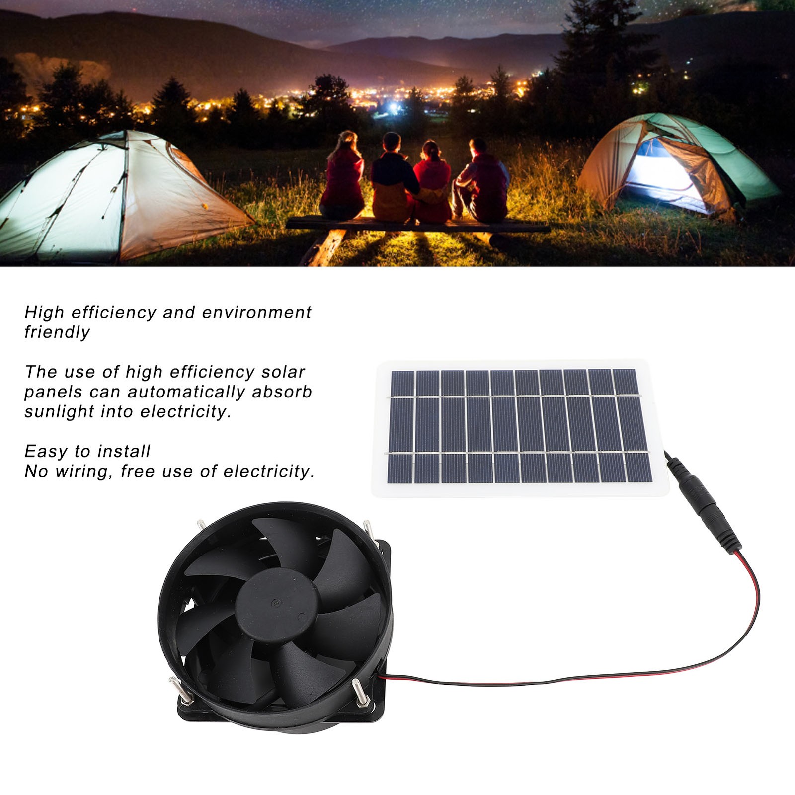 Portable 10W Solar Panel Powered Fan Kit For Outdoor Activities Popular