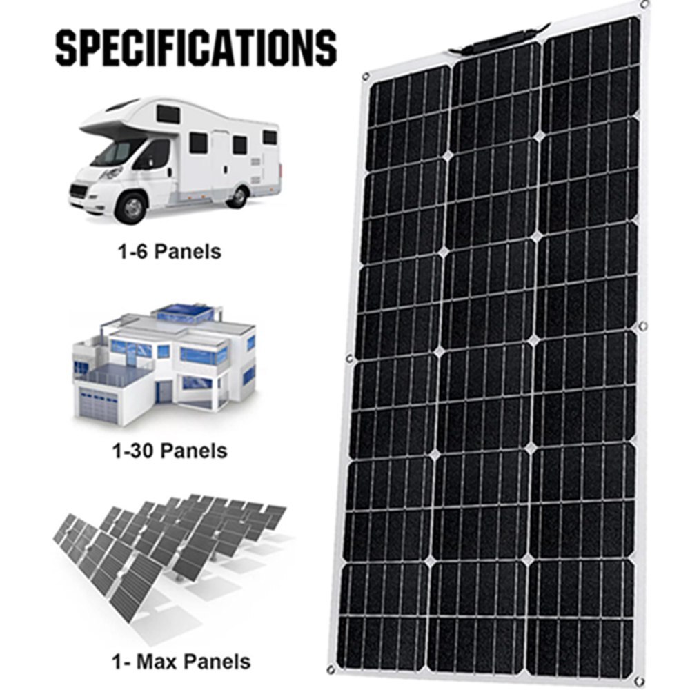 12V Monocrystalline Solar Panel High Efficiency Module RV Marine Boat Caravan US