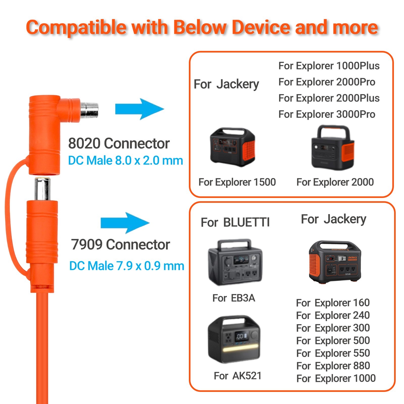 8mm DC Extension Cable for Solar Generators for Aker,GZ Yeti,BLUETT,Jackery