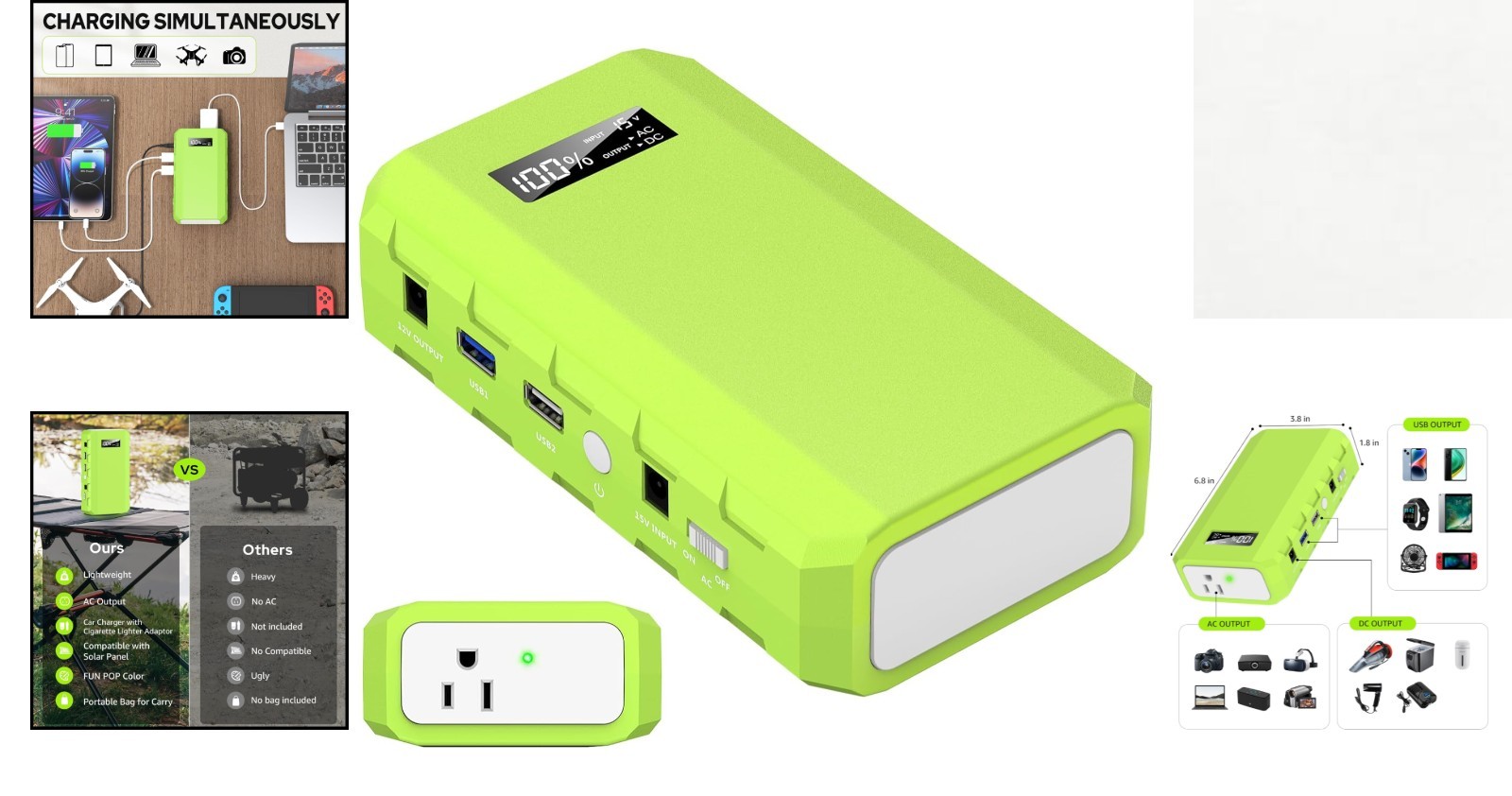 Versatile Portable Power Supply with 110V AC Outlet – Perfect for Outdoor Trips