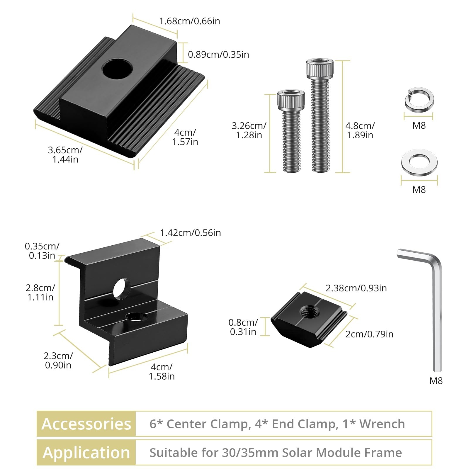 Solar Panel Mounting Brackets 10 PCS – T-Shaped Mid End Clamps for Roofs
