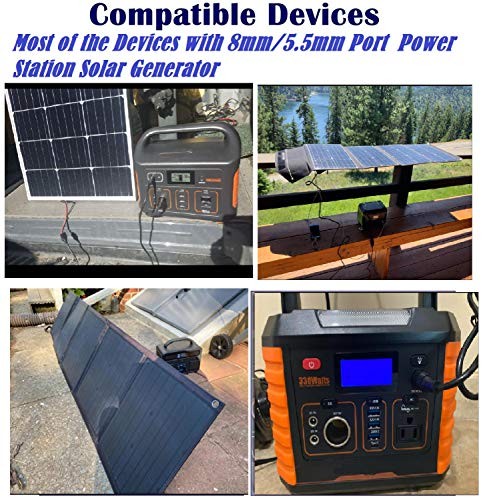 Solar Connector to 8mmDC Power Plug with DC 5.5×2.1mm Converter Cable 100W