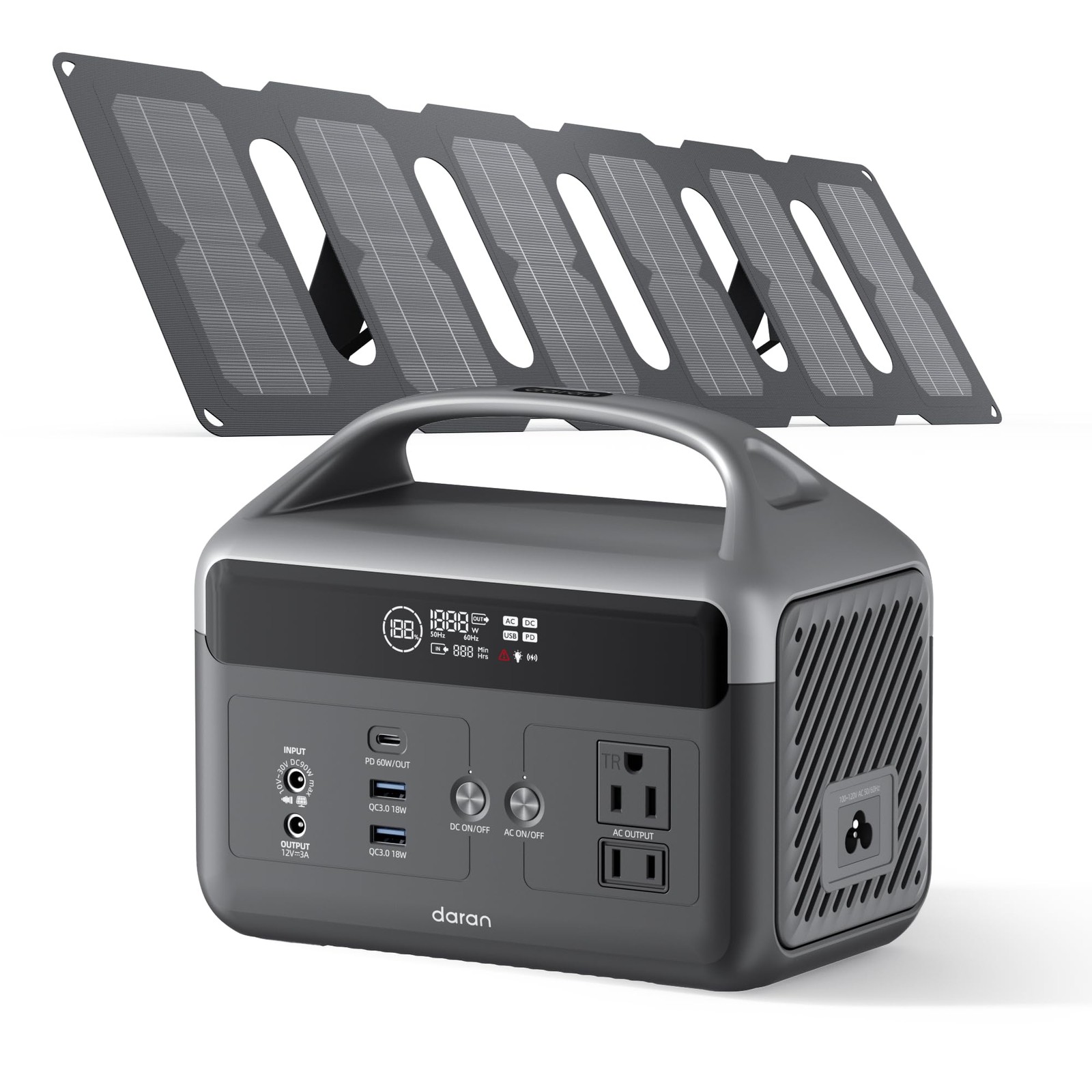 Portable Power Station with Foldable Solar Panels 40w, 300w Lifepo4 Battery 6…