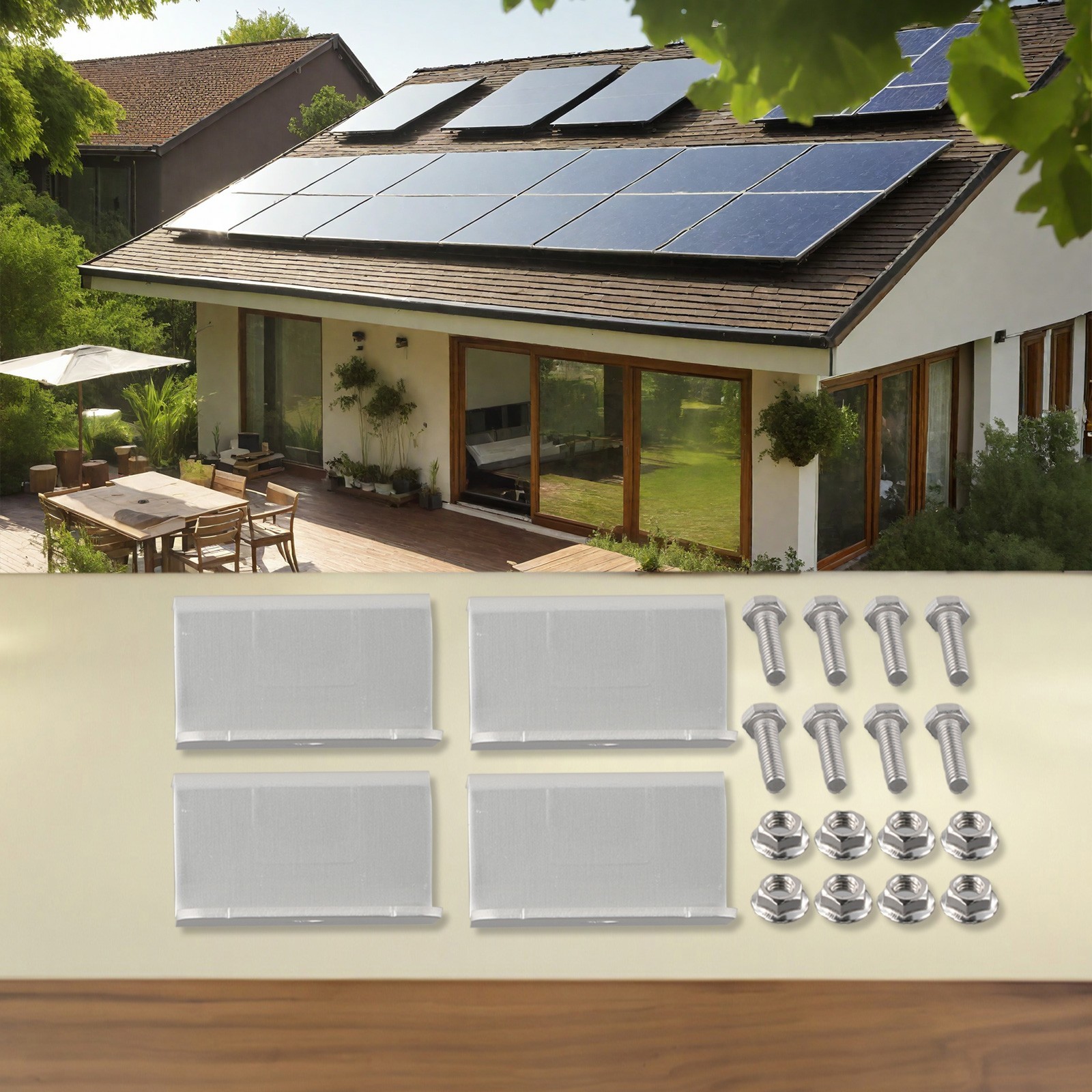 4x Panel Mounting Solar Z-Style Brackets Mounts Aluminum Alloy Battery Energy