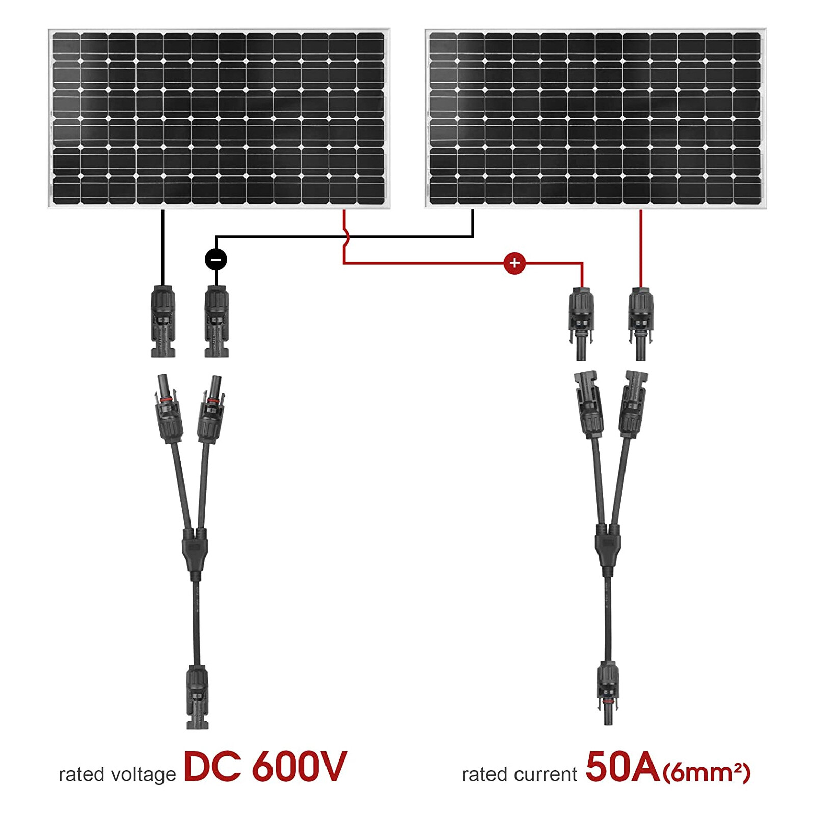 1 Pair Y Branch PV Solar Panel Cable Connector 1000V 2/3/4 IP67 Male&Female