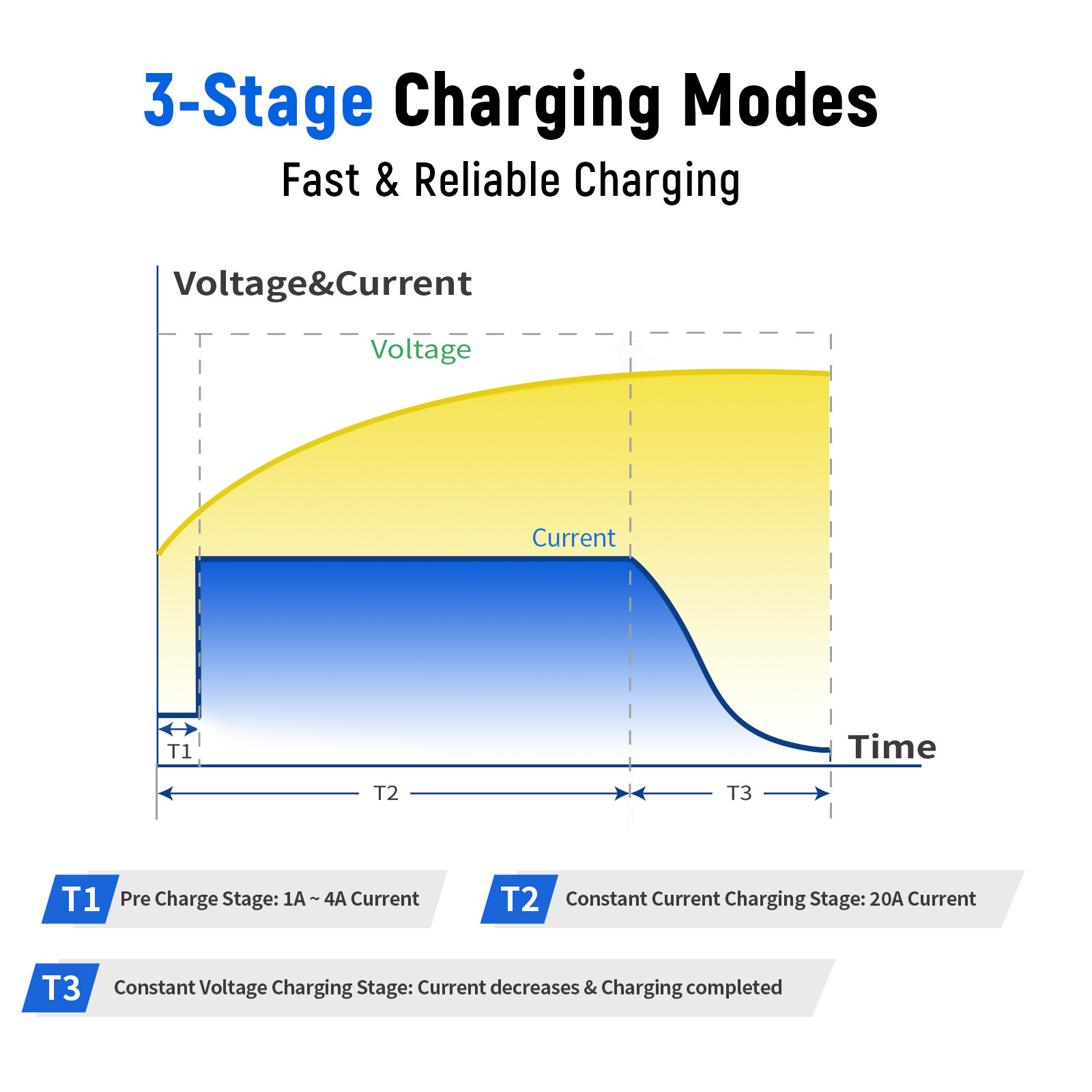 WattCycle 12V 20A Smart Lithium LiFePO4 Battery Charger for RV, Boat, Car Truck