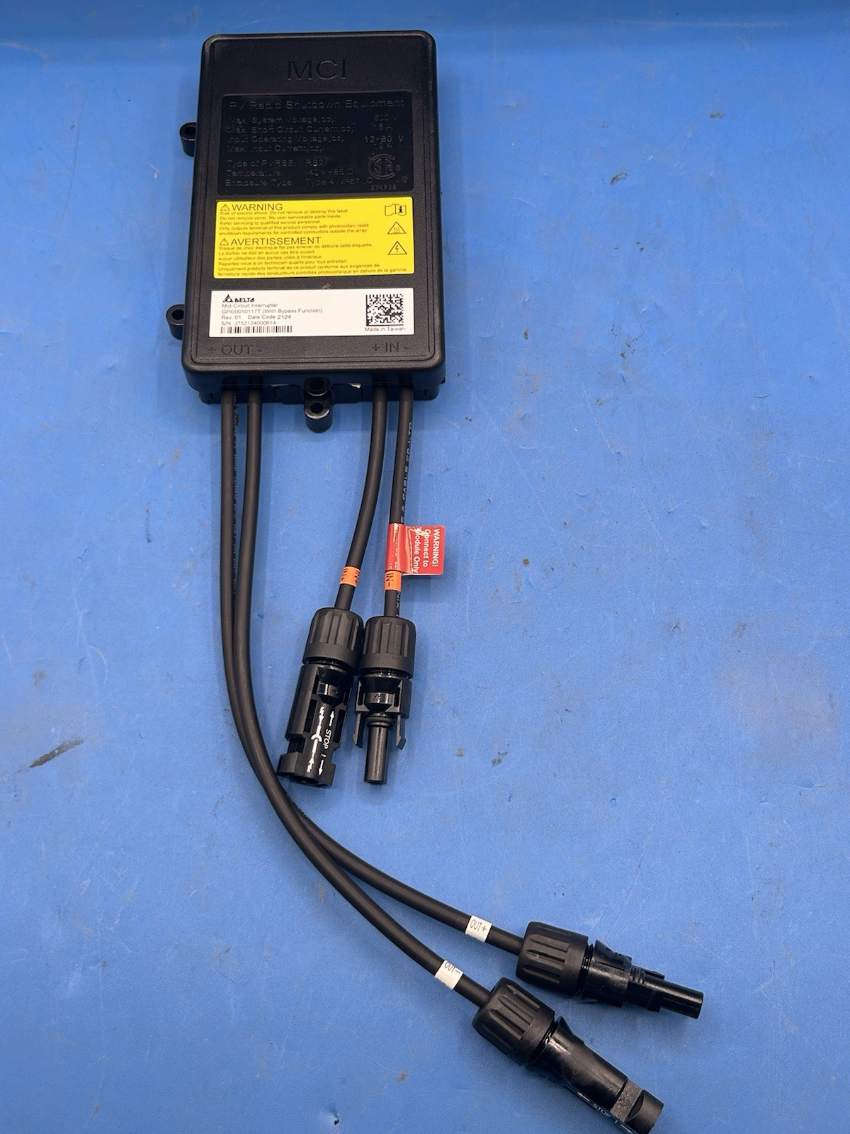 DELTA MCI PV Rapid Shutdown Modules Solar mid-circuit interrupter GP100010117T