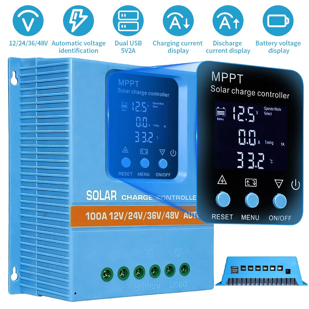 12-36V 100A MPPT REGULADOR DE BATERÍA SOLAR PANEL USB CONTROLADOR MANDO DE CARGA