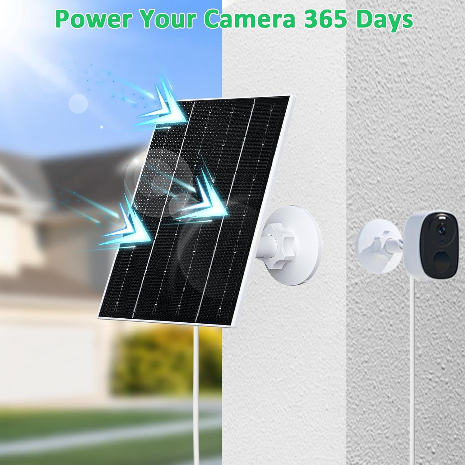 4W Solar Panel for Security Camera, Type-C/Micro USB Solar Charger for Rechargea