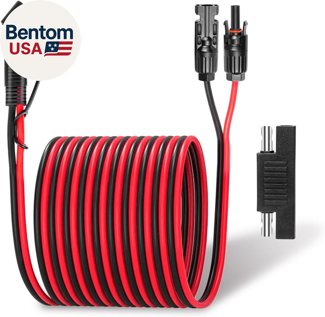 Solar Panel Connectors to SAE Adapter Cable 20FT, 10AWG Solar Panel Extension Ca