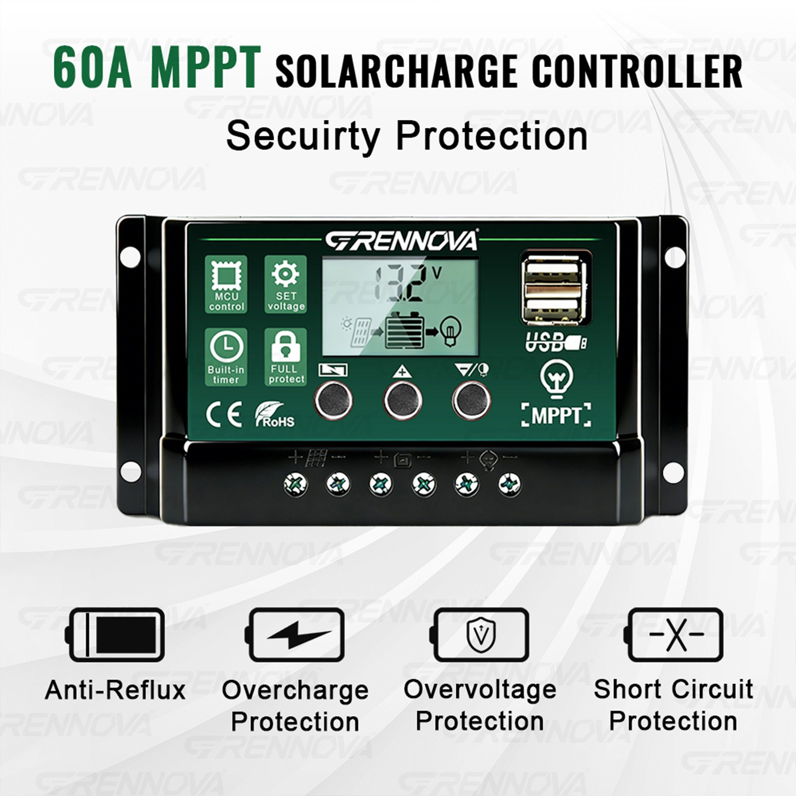 Grennova 1000W Solar Kit 35W Panel 60A MPPT RV Home Cabin Backup Power
