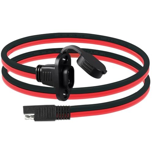 2 Pack 10AWG SAE Power Socket Sidewall Port to SAE Connecters Extension Cable