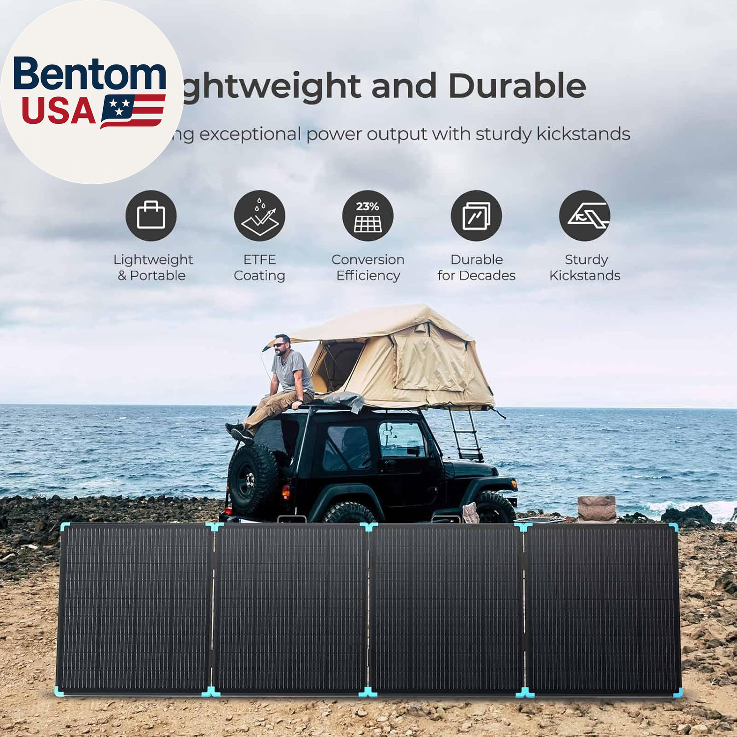 400W Portable Solar Panel Suitcase, 23% High Efficiency Foldable Solar Charger f