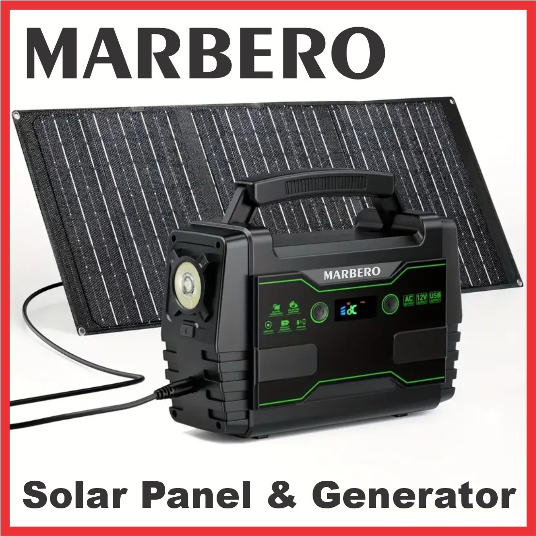 Marbero Portable Power Station 155Wh 150W Generator w/ FREE 30W Solar Panel