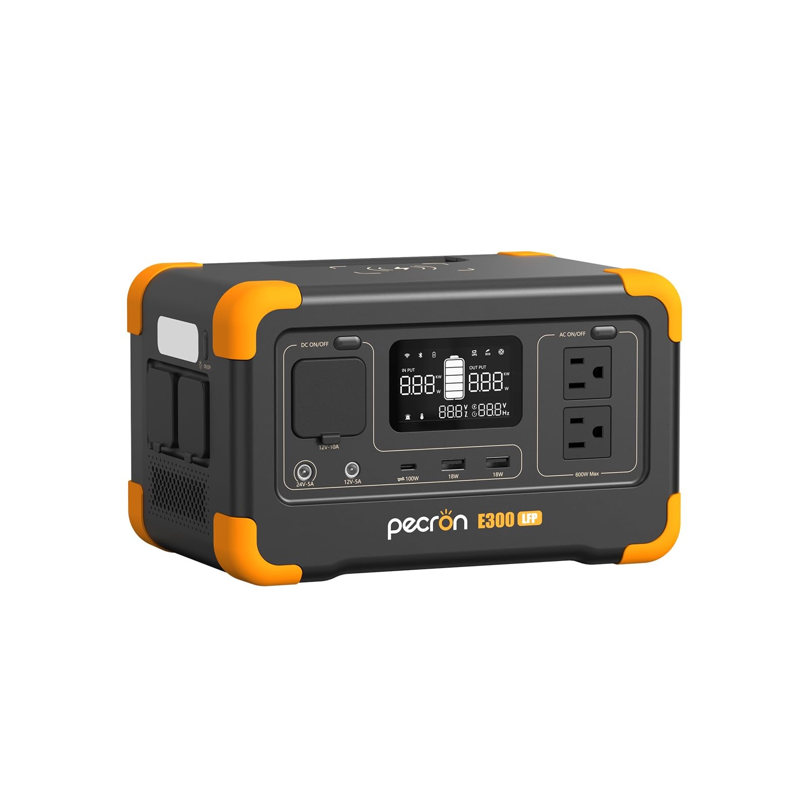 PECRON Portable Power Station E300LFP, 288Wh Solar Generator, 2 Up to 600W AC…